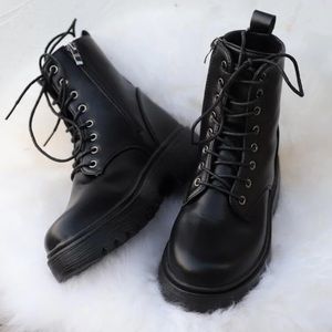 Black combat boots